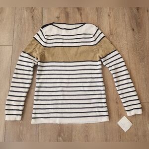 Liz Claiborne Knit Sweater Women's Multicolor Striped 100% Cotton Size L